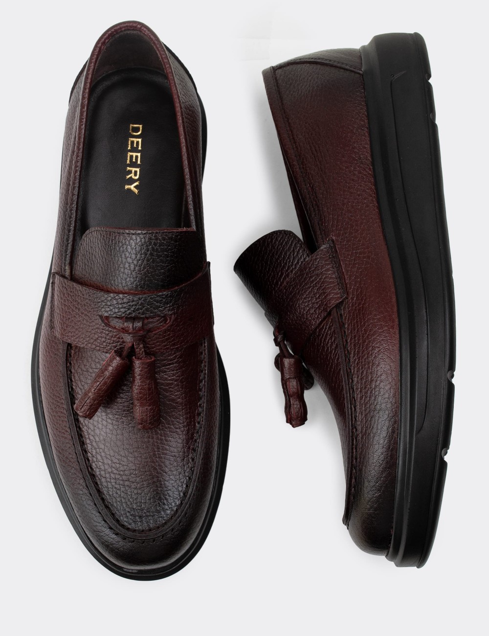 Burgundy  Leather Loafers - 01587MBRDP03