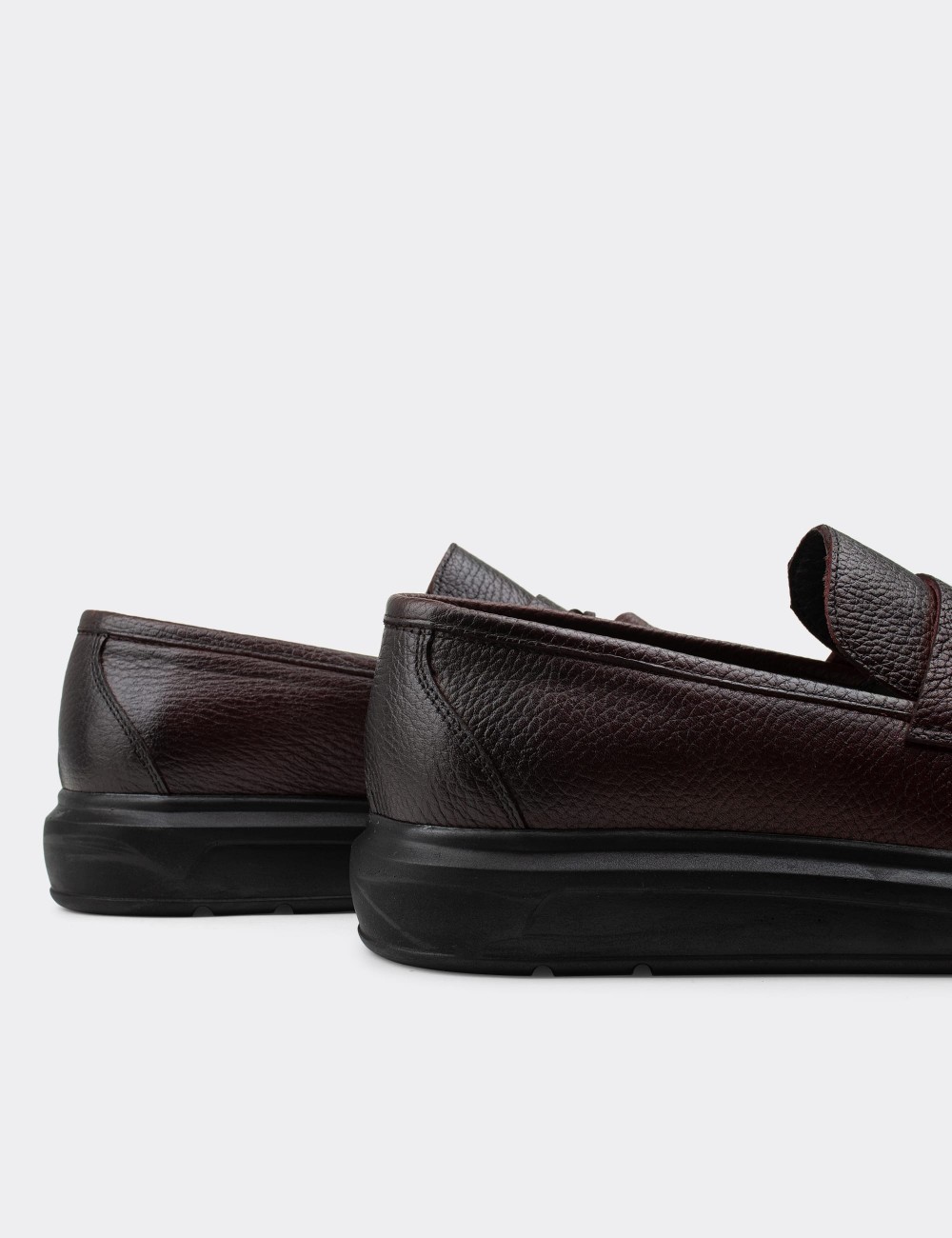 Burgundy  Leather Loafers - 01587MBRDP03