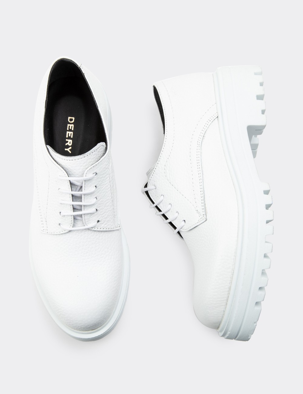 White  Leather Oxford Shoes - 01430ZBYZE01