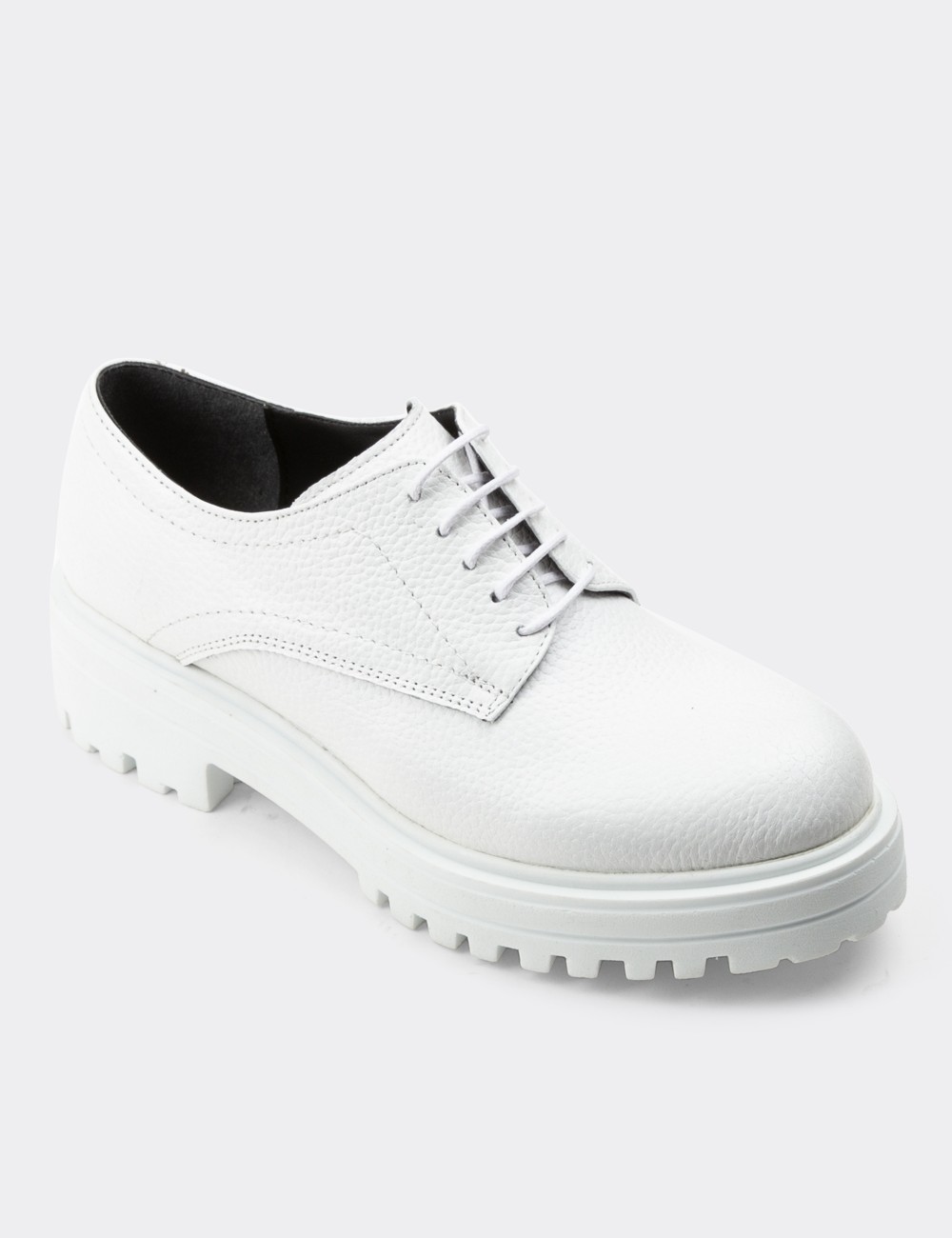 White  Leather Oxford Shoes - 01430ZBYZE01