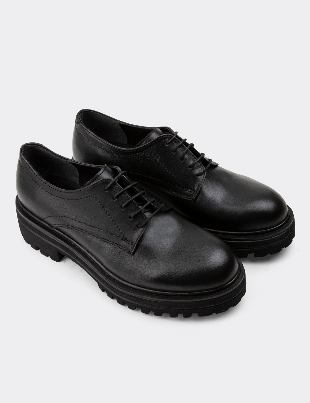 Black  Leather Lace-up Shoes - 01430ZSYHE04 Black  Leather Lace-up Shoes - 01430ZSYHE04