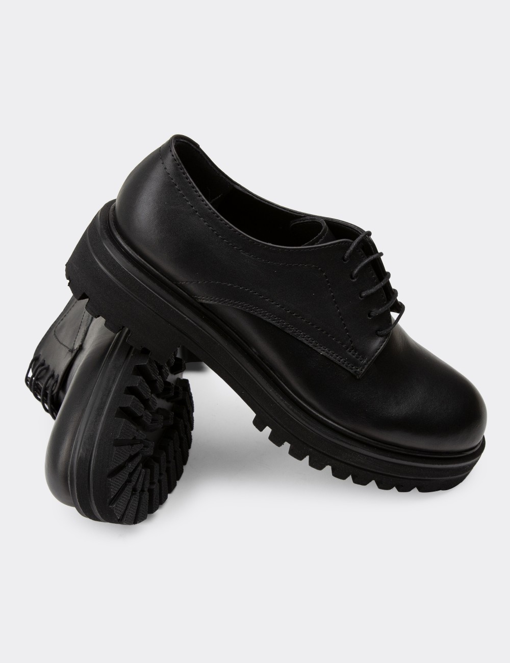 Black  Leather Lace-up Shoes - 01430ZSYHE04 Black  Leather Lace-up Shoes - 01430ZSYHE04