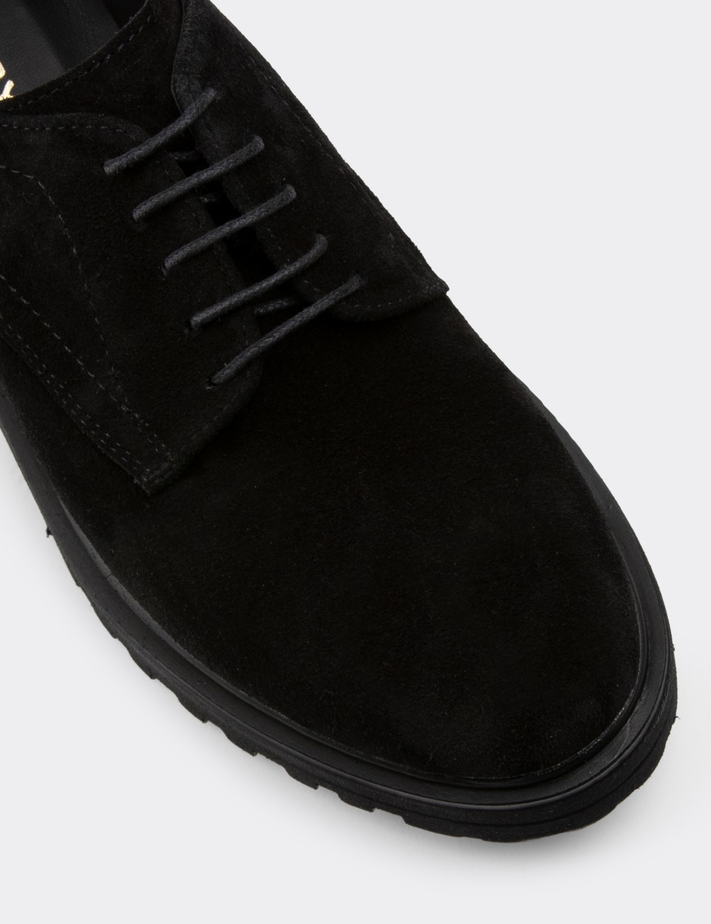 Black Suede Leather Lace-up Shoes - 01430ZSYHE05 Black Suede Leather Lace-up Shoes - 01430ZSYHE05