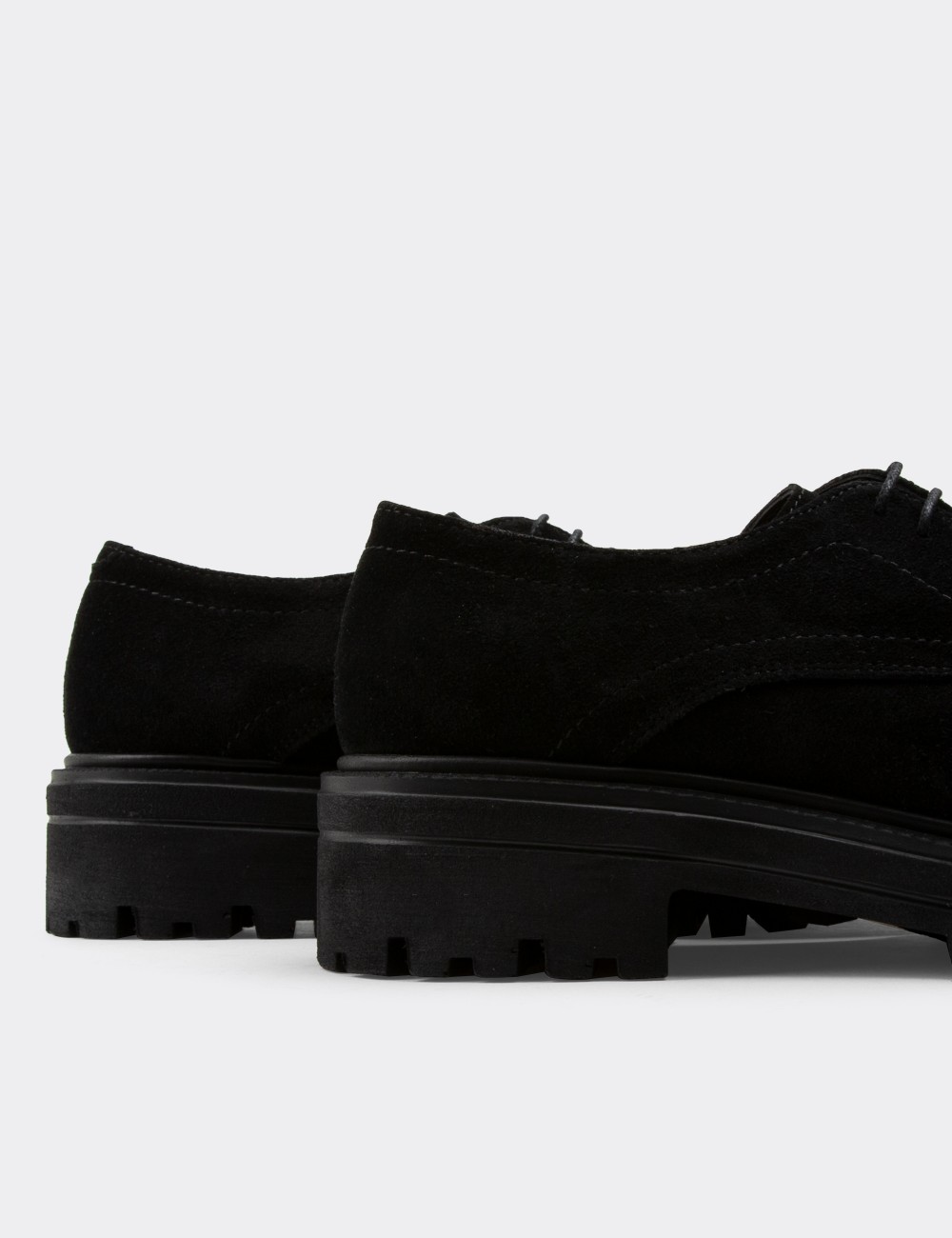 Black Suede Leather Lace-up Shoes - 01430ZSYHE05 Black Suede Leather Lace-up Shoes - 01430ZSYHE05