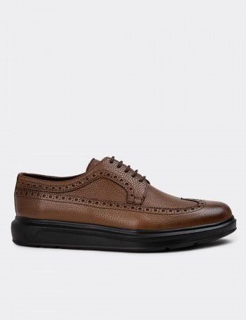 Brown  Leather Lace-up Shoes - 01293MKHVP01