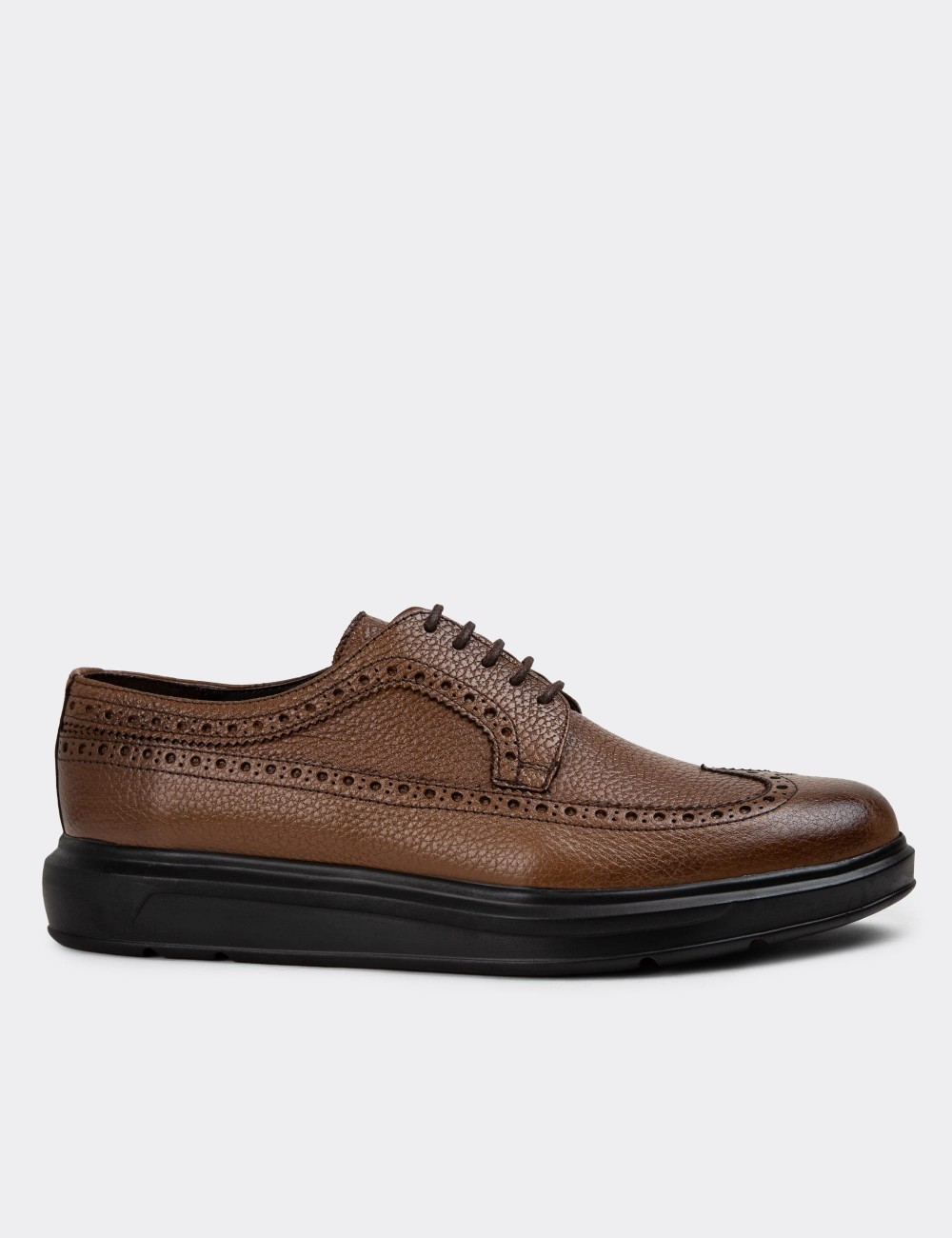 Brown  Leather Lace-up Shoes - 01293MKHVP01