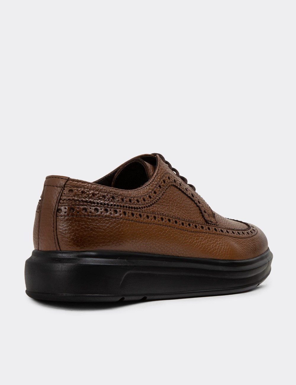 Brown  Leather Lace-up Shoes - 01293MKHVP01