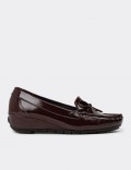 Women's Burgundy Glossy Leather Shoes