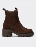Women's Brown Suede Leather Ankle Boots