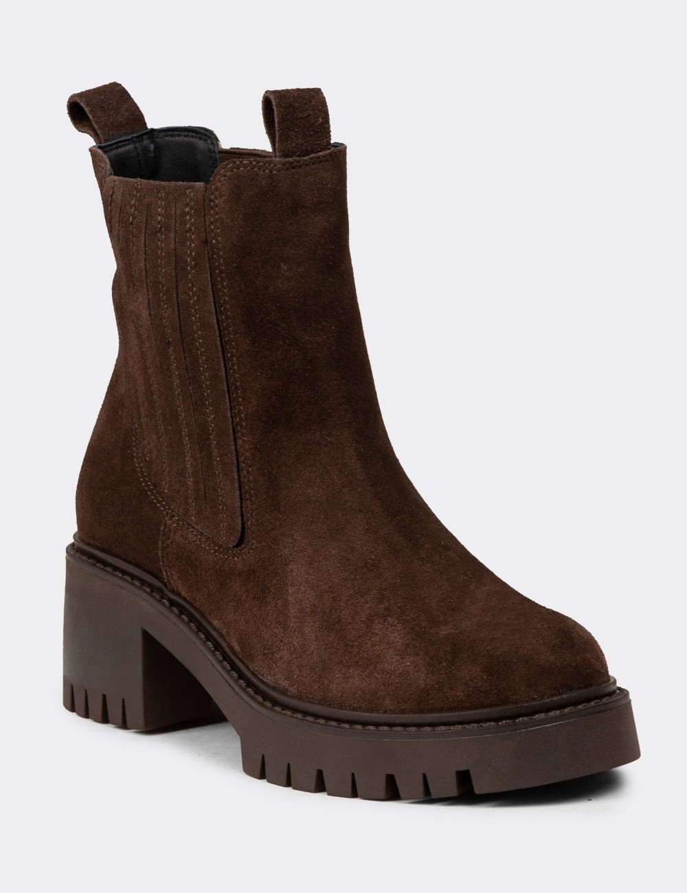 Women's Brown Suede Leather Ankle Boots - R2562ZKHVC01 Women's Brown Suede Leather Ankle Boots - R2562ZKHVC01