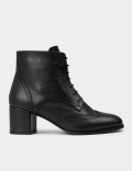 Women's Ankle Black Leather Boots