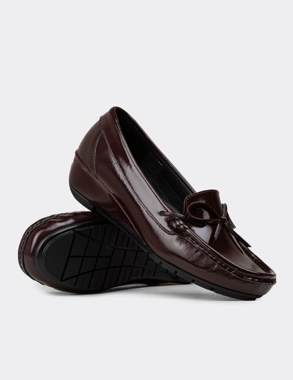 Women's Burgundy Glossy Leather Shoes - DL201ZBRDC01 Women's Burgundy Glossy Leather Shoes - DL201ZBRDC01
