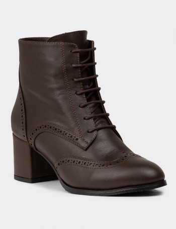 Women's Brown Leather Ankle Boots