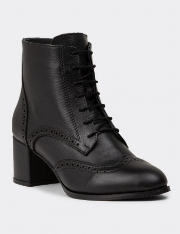 Women's Ankle Black Leather Boots