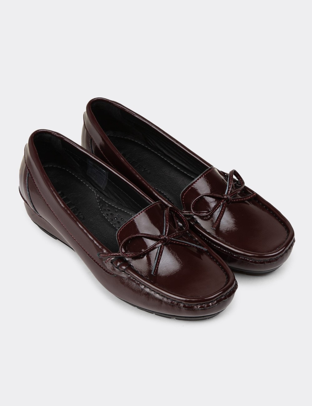 Women's Burgundy Glossy Leather Shoes - DL201ZBRDC01 Women's Burgundy Glossy Leather Shoes - DL201ZBRDC01