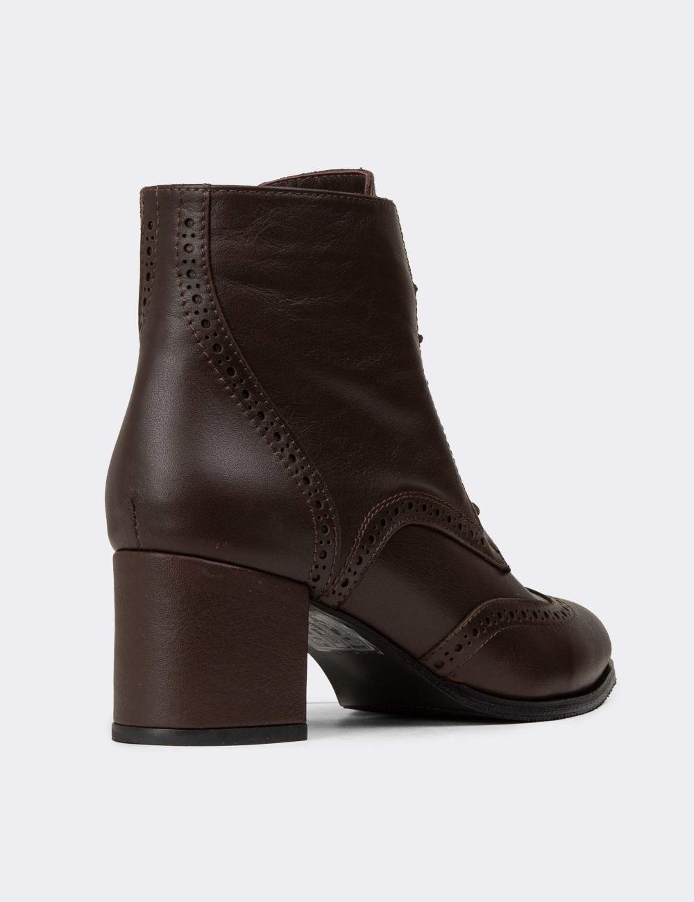 Women's Brown Leather Ankle Boots - A3009ZKHVC01 Women's Brown Leather Ankle Boots - A3009ZKHVC01
