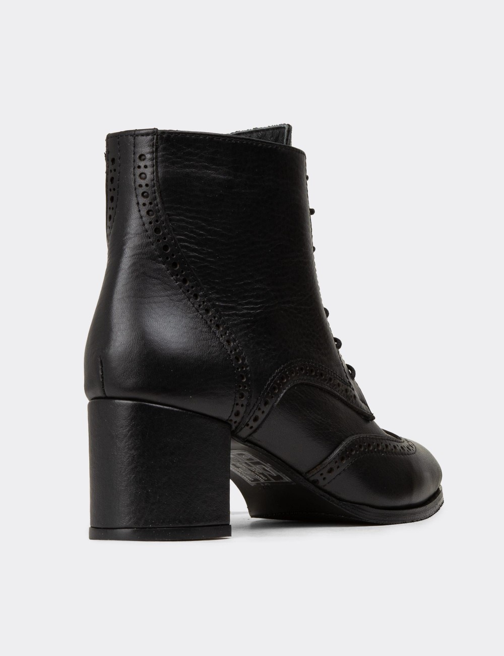 Women's Ankle Black Leather Boots - A3009ZSYHC01