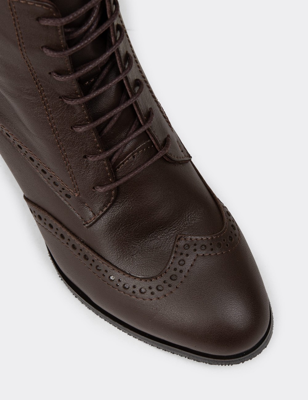 Women's Brown Leather Ankle Boots - A3009ZKHVC01 Women's Brown Leather Ankle Boots - A3009ZKHVC01
