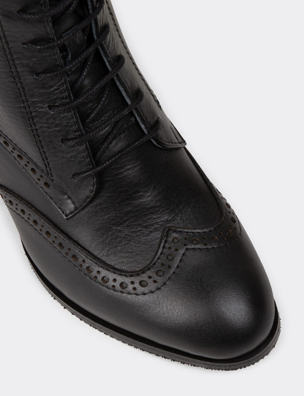 Women's Ankle Black Leather Boots - A3009ZSYHC01