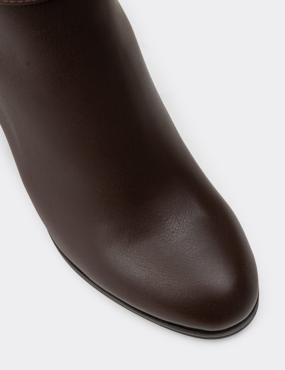 Women's Brown Leather Knee-High Boots - A2137ZKHVC01 Women's Brown Leather Knee-High Boots - A2137ZKHVC01