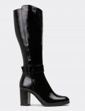 Women's Black Patent Leather Knee-High Boots