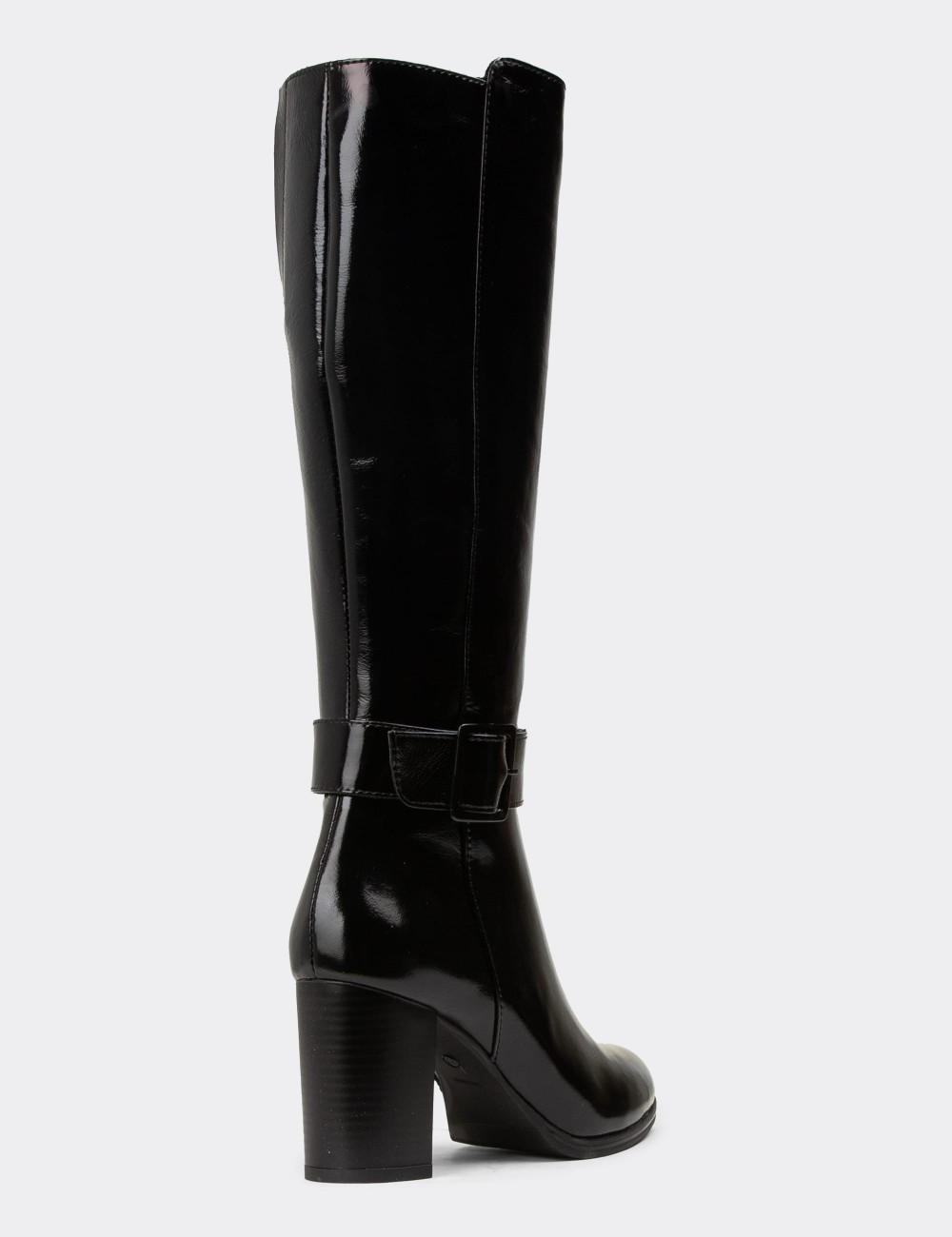 Women's Black Patent Leather Knee-High Boots - A2137ZSYHC01