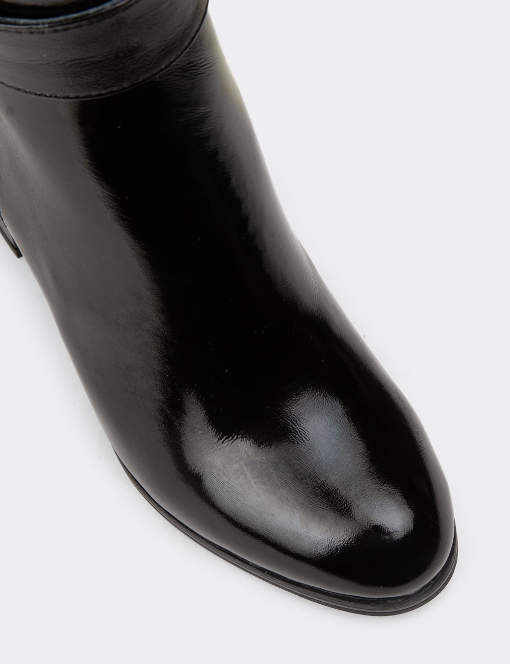 Women's Black Patent Leather Knee-High Boots - A2137ZSYHC01