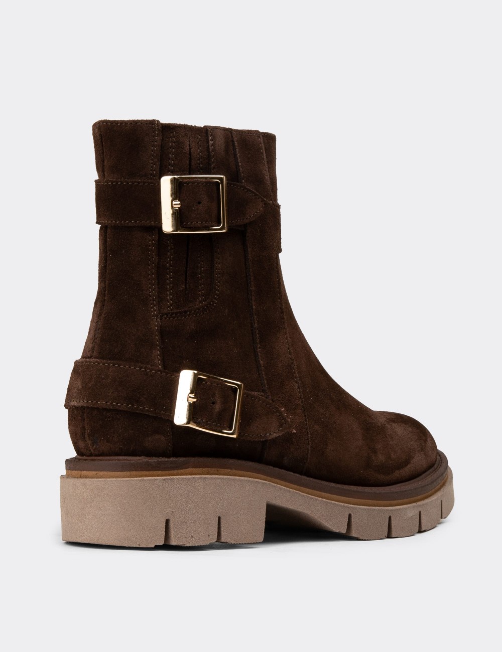 Women's Brown Suede Leather Boots - F2241ZKHVC01 Women's Brown Suede Leather Boots - F2241ZKHVC01