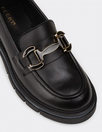 Women's Black Leather Loafers