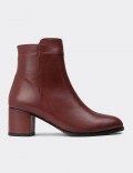 Women's Burgundy Leather Ankle Boots