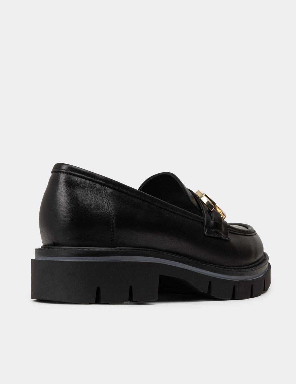 Women's Black Leather Loafers - F2313ZSYHE01 Women's Black Leather Loafers - F2313ZSYHE01