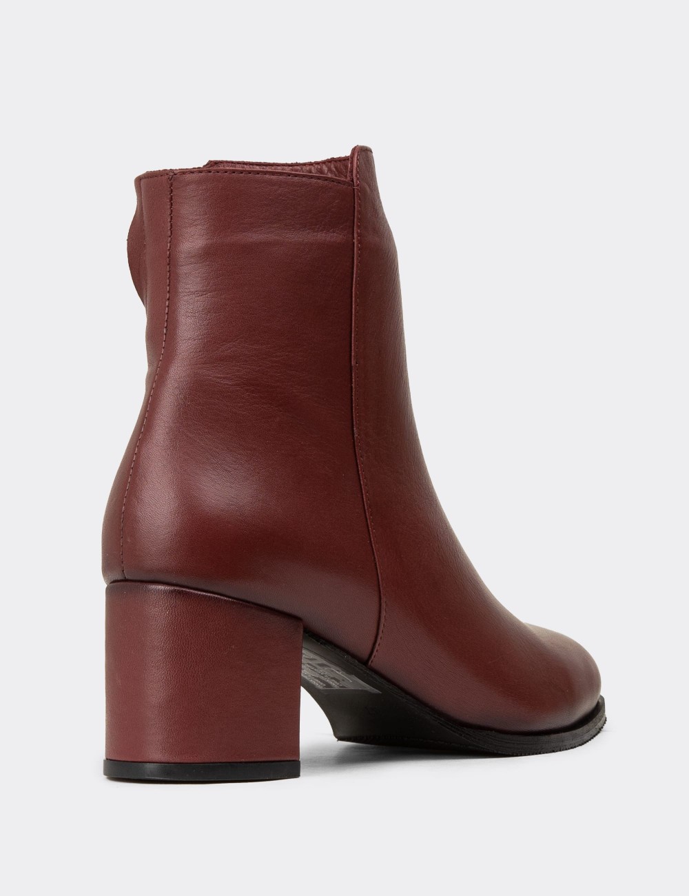 Women's Burgundy Leather Ankle Boots - A5810ZBRDC01