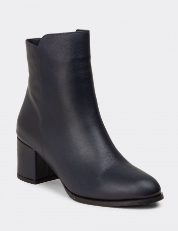 Women’s Navy Leather Boots