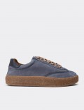 Women's Navy Nubuck Leather Sneakers