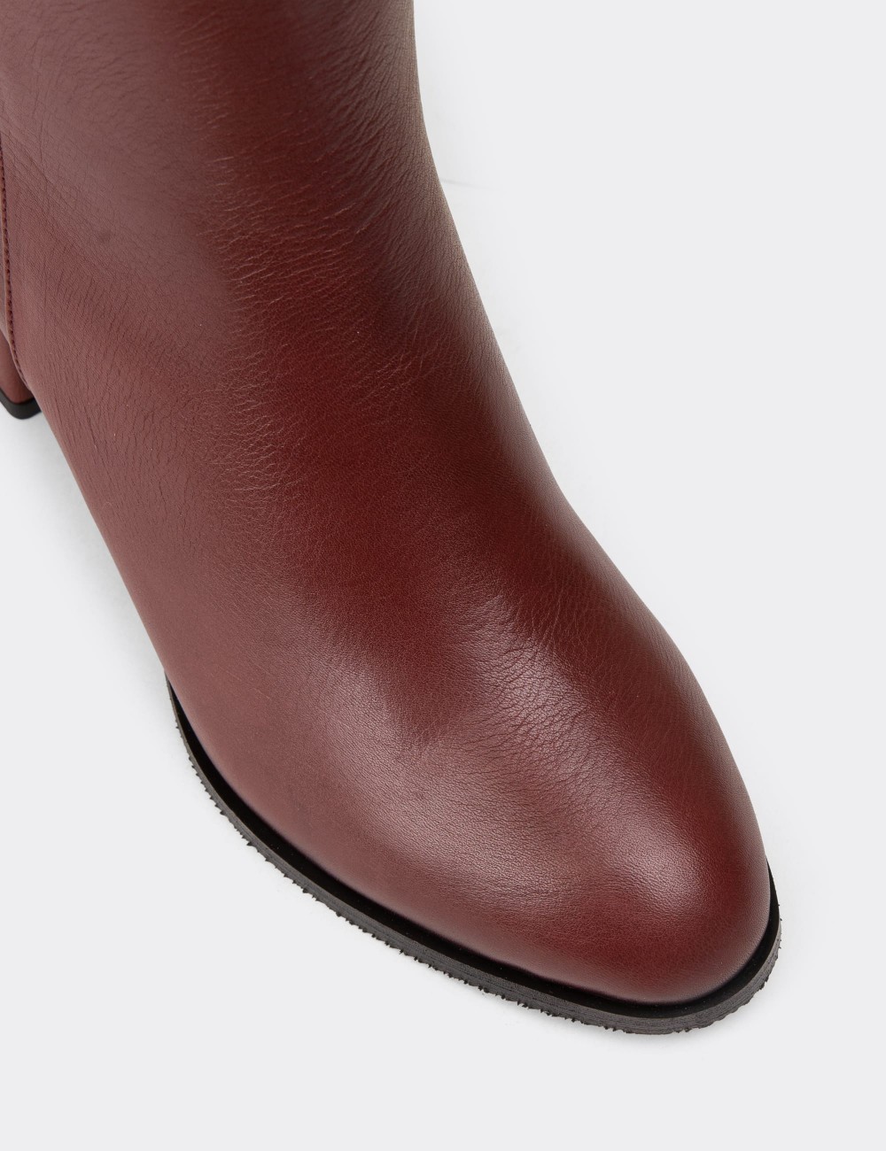 Women's Burgundy Leather Ankle Boots - A5810ZBRDC01