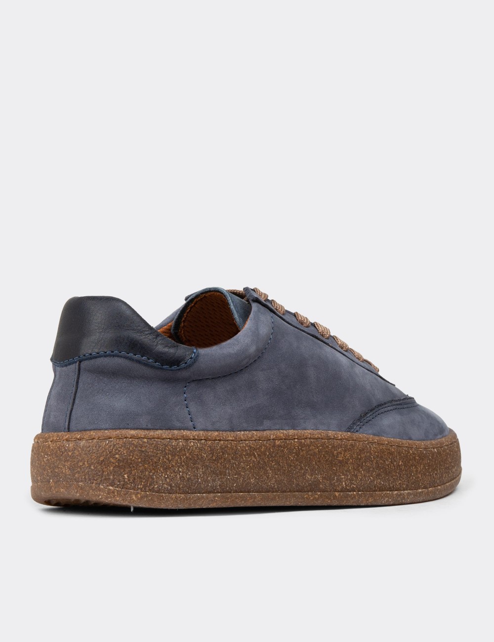 Women's Navy Nubuck Leather Sneakers - SE620ZLCVC01