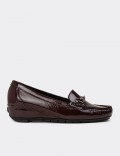 Women's Burgundy Glossy Leather Shoes