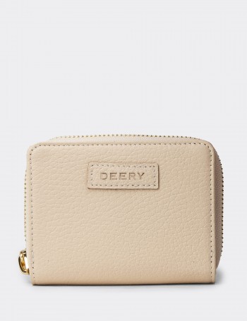 Women's Beige Leather Wallet - 00910ZBEJZ01