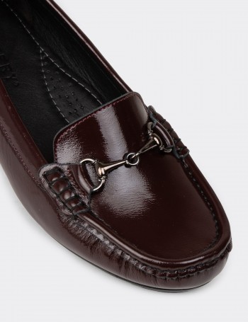 Women's Burgundy Glossy Leather Shoes