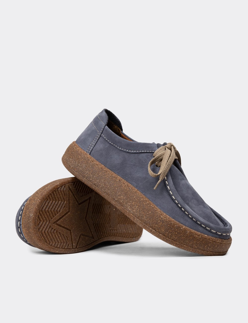 Women's Navy Nubuck Calfskin Lace-up Footwear - SE610ZLCVC01 Women's Navy Nubuck Calfskin Lace-up Footwear - SE610ZLCVC01