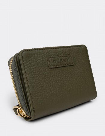 Women's Green Leather Wallet - 00910ZHAKZ01