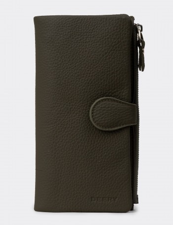 Women's Green Leather Wallet - 00958ZHAKZ01