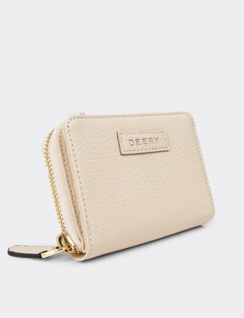 Women's Beige Leather Wallet - 00910ZBEJZ01