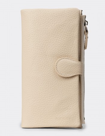 Women's Beige Leather Wallet - 00958ZBEJZ01