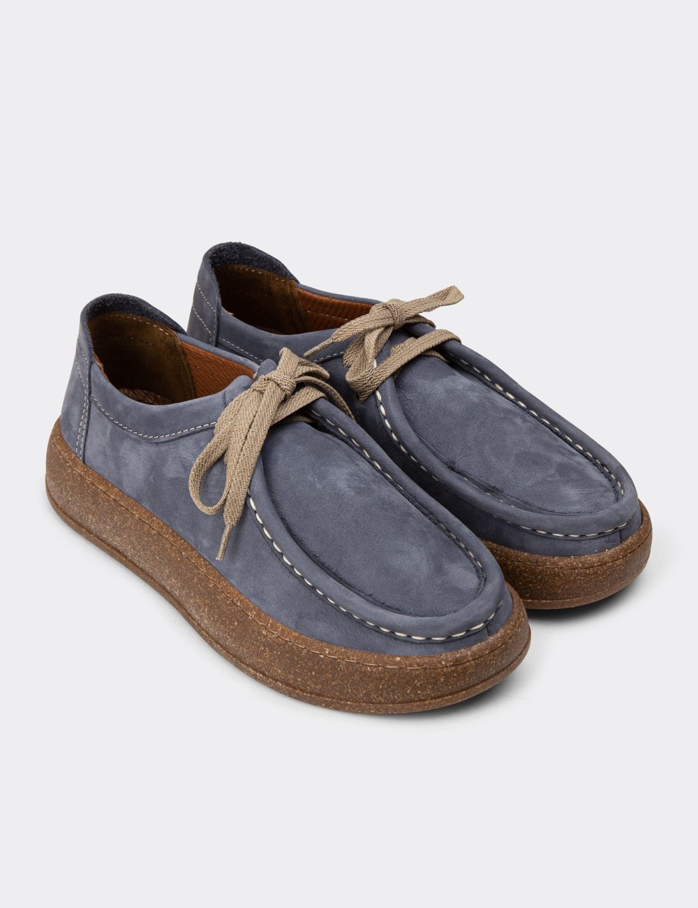 Women's Navy Nubuck Calfskin Lace-up Footwear - SE610ZLCVC01 Women's Navy Nubuck Calfskin Lace-up Footwear - SE610ZLCVC01