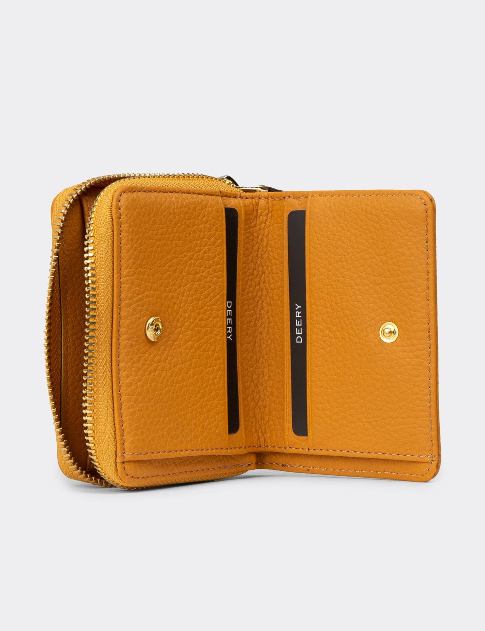 Women's Yellow Leather Wallet - 00910ZHRDZ01 Women's Yellow Leather Wallet - 00910ZHRDZ01