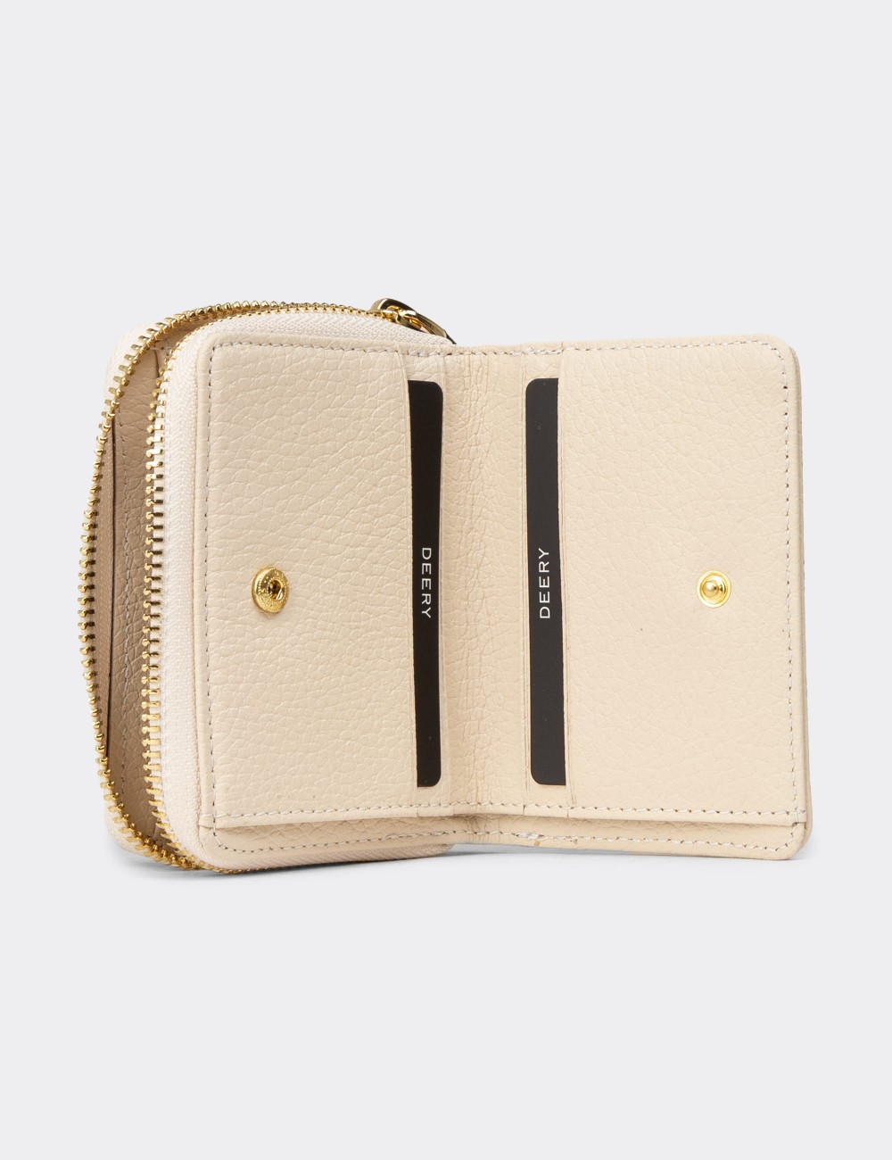 Women's Beige Leather Wallet - 00910ZBEJZ01