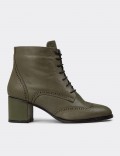 Women's Green Leather Boots