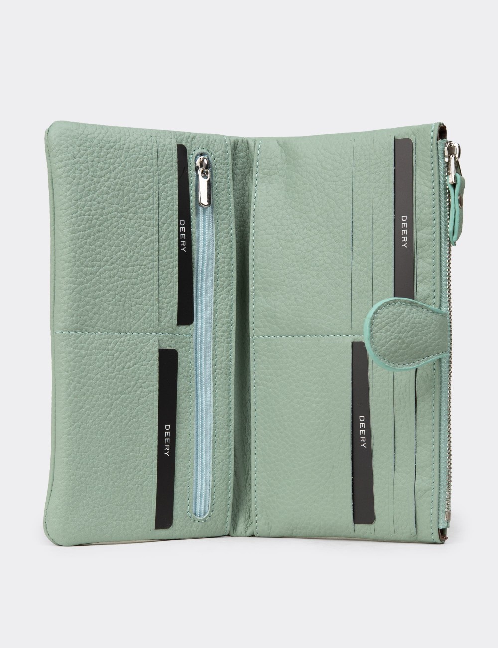 Women's Green Leather Wallet - 00958ZYSLZ01