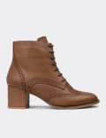 Women's Tan Leather Ankle Boots